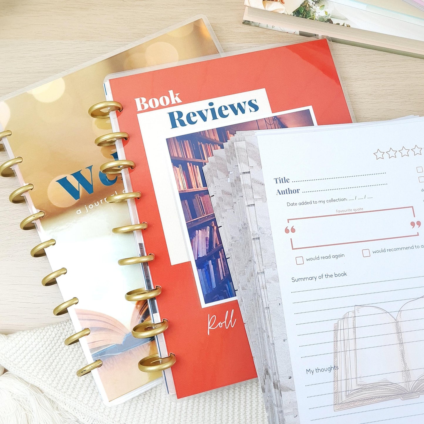 Review pages for Reading Journal, Book Review and Reading Journal