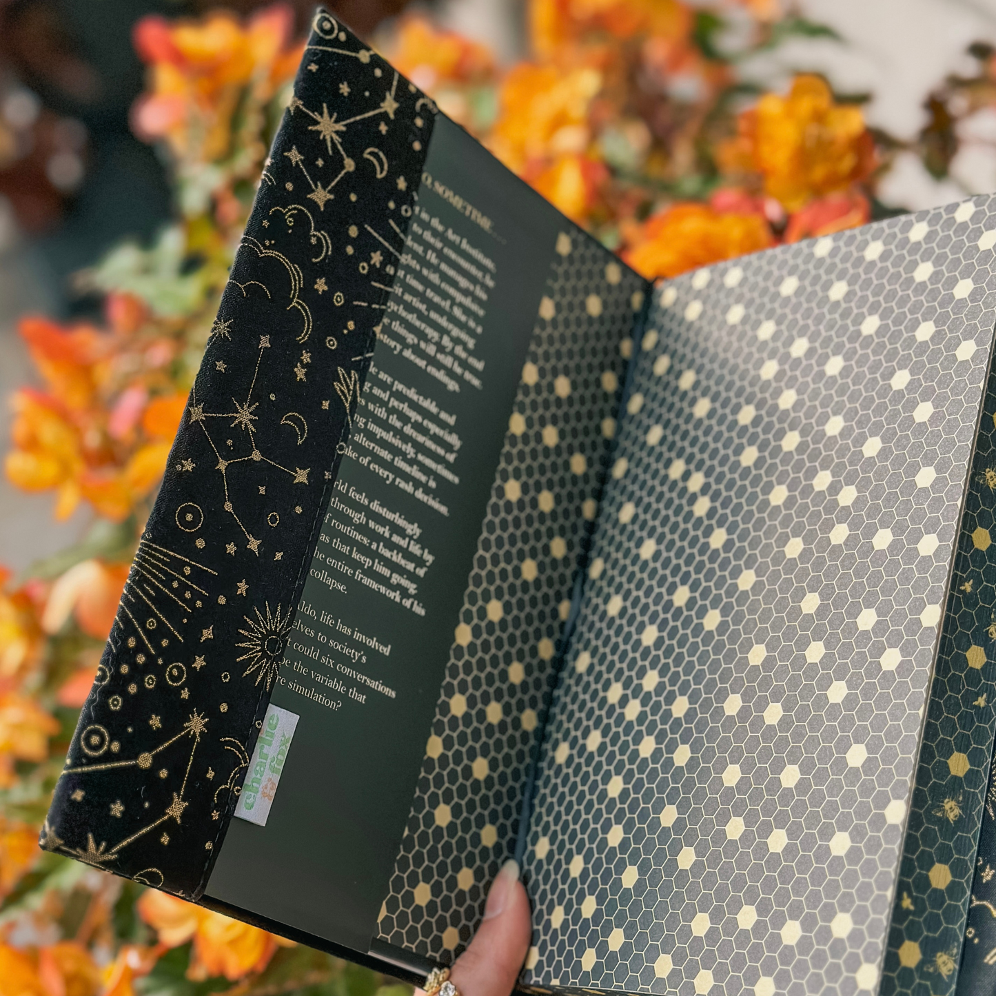 Celestial Dreamscape fabric dust jacket (book cover) *gold foil*
