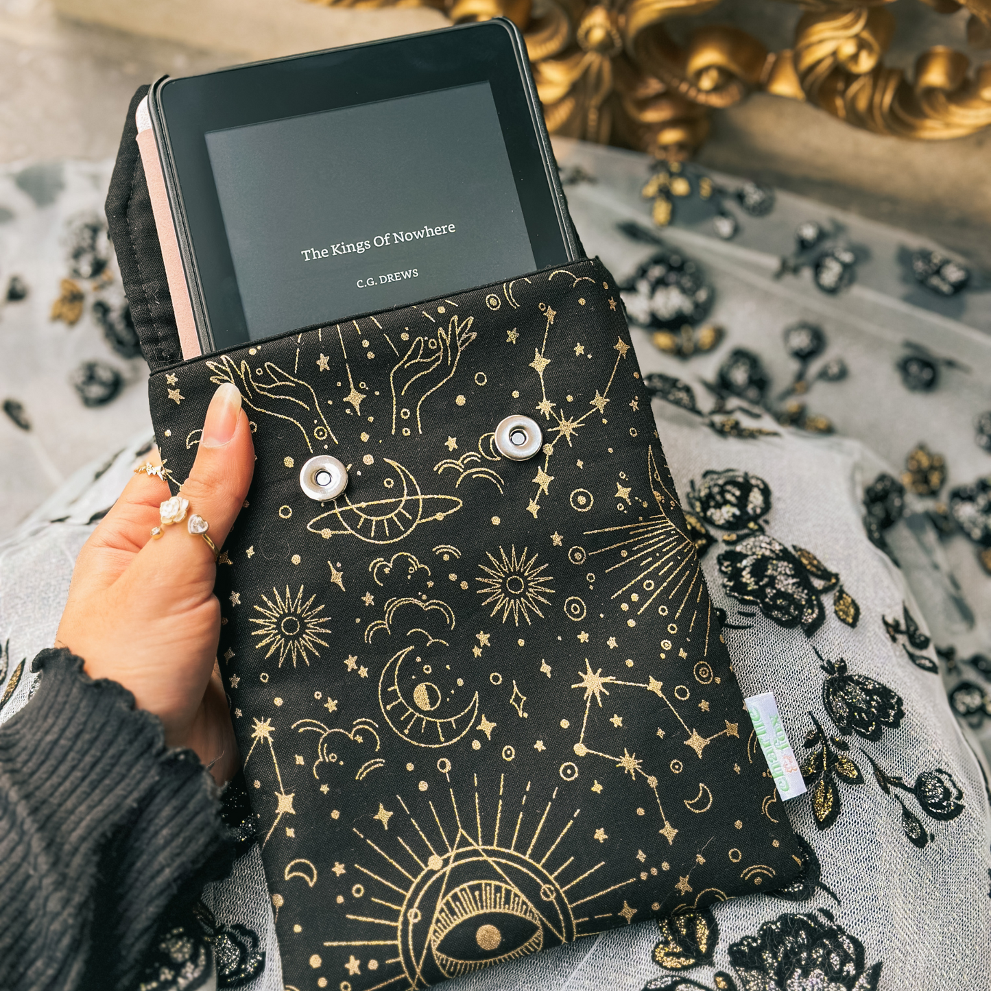 Celestial Dreamscape padded e-reader pouch *gold foil*