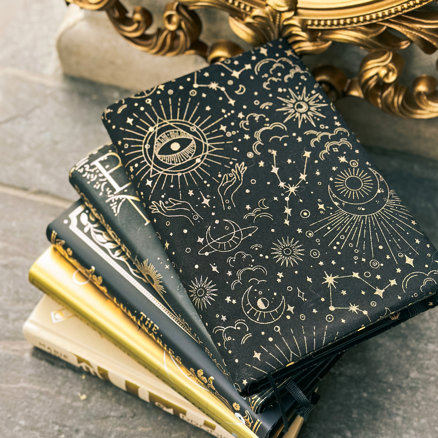 Celestial Dreamscape fabric dust jacket (book cover) *gold foil*