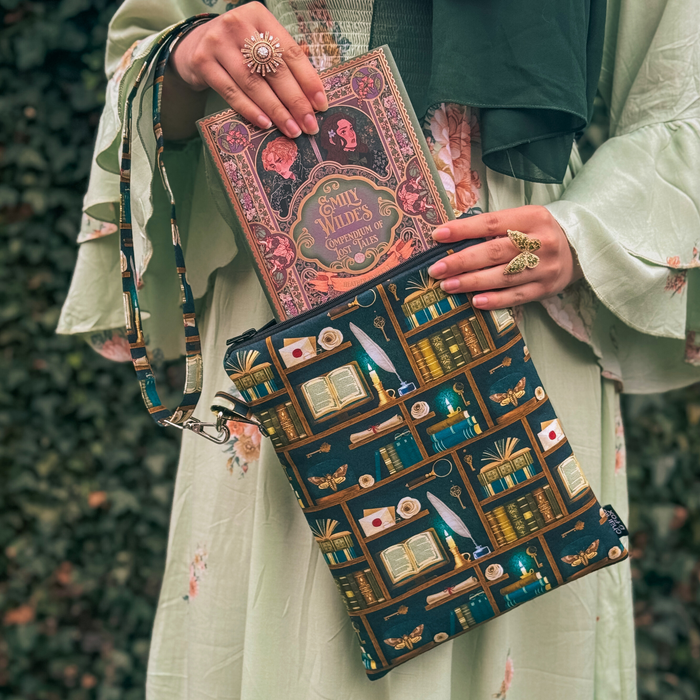 Dark Academia in Teal crossbody sleeve