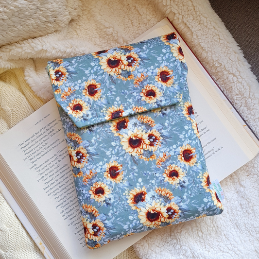Classic Sunflowers in Sage padded book sleeve