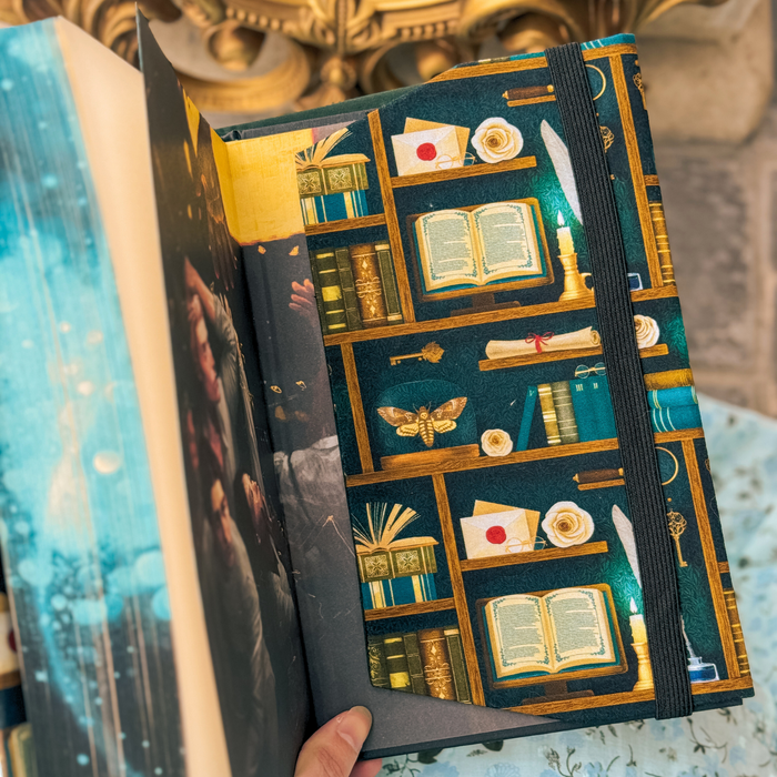 Dark Academia (teal) fabric dust jacket