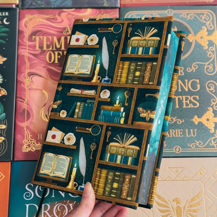 Dark Academia (teal) fabric dust jacket