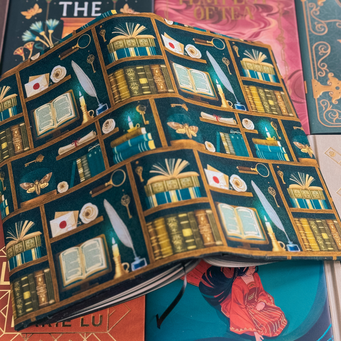 Dark Academia (teal) fabric dust jacket