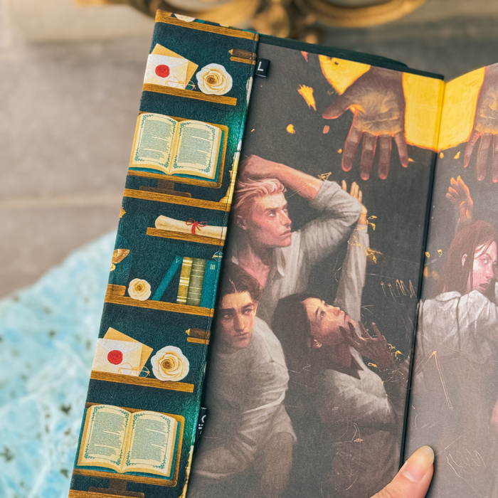 Dark Academia (teal) fabric dust jacket