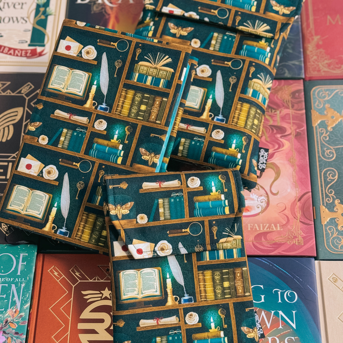 Dark Academia (teal) padded book sleeve