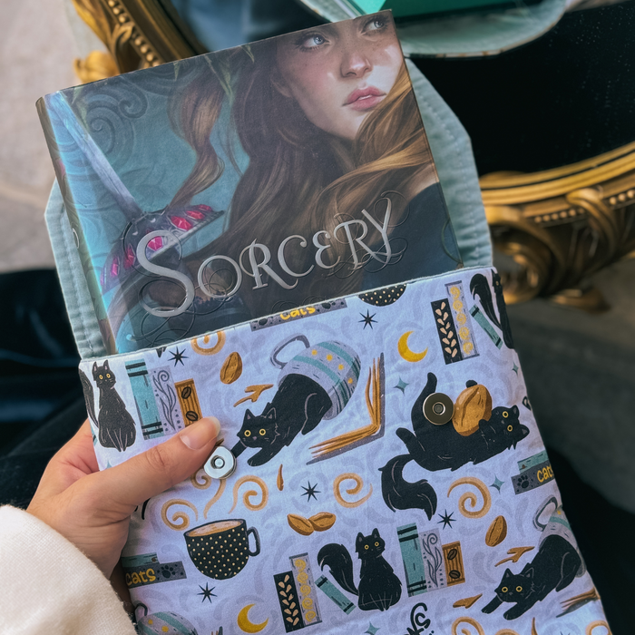 Feline Fables padded book sleeve