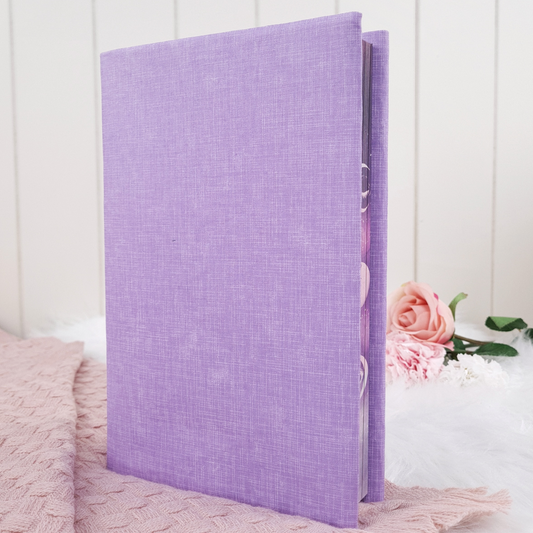 Lilac Purple fabric book cover