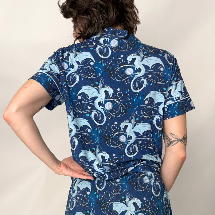 Moonplume Dragon PJ button-up shirt (When The Moon Hatched - Sarah A. Parker)