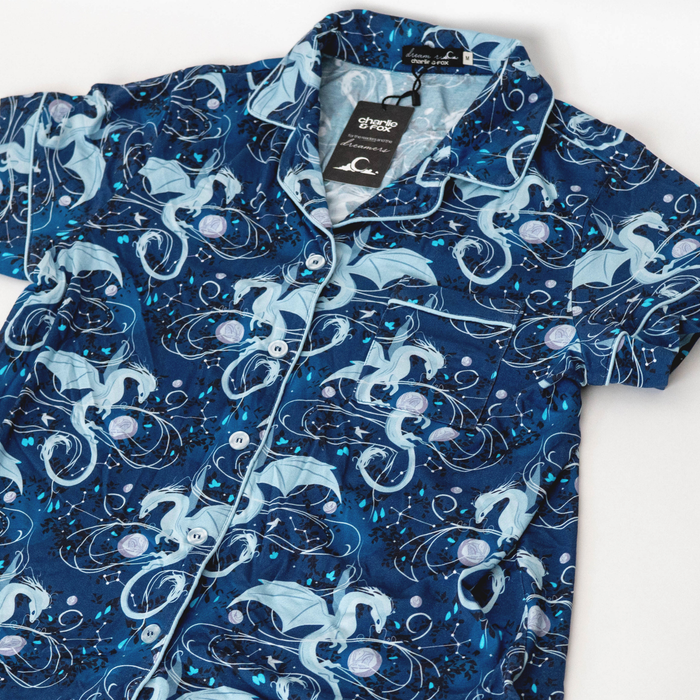 Moonplume Dragon PJ button-up shirt (When The Moon Hatched - Sarah A. Parker)