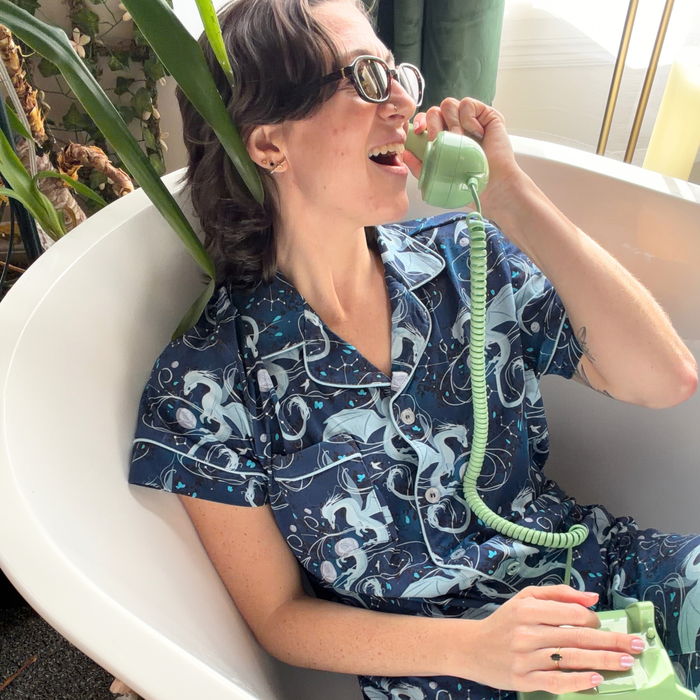 Moonplume Dragon PJ button-up shirt (When The Moon Hatched - Sarah A. Parker)