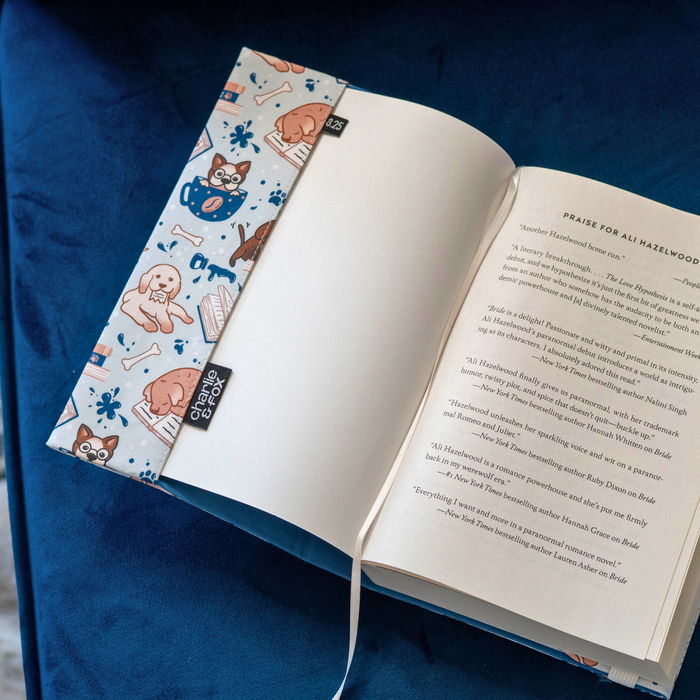 Pups and Pages fabric dust jacket