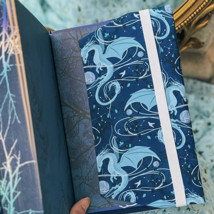 Moonplume Dragon fabric dust jacket (When The Moon Hatched)
