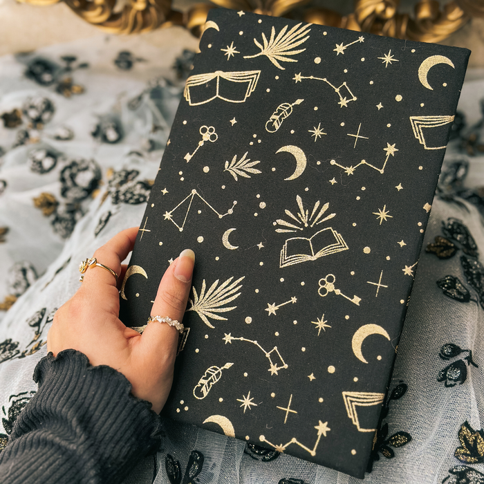 Reading is Magic in Midnight fabric dust jacket