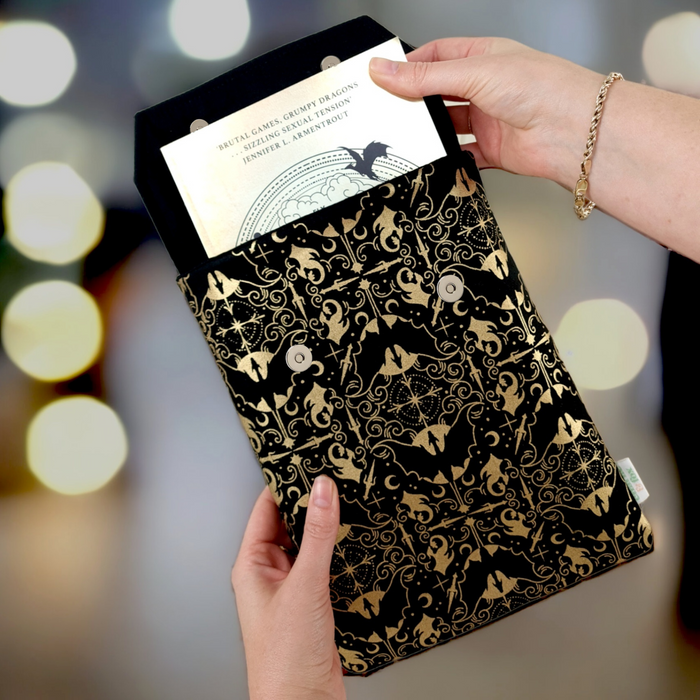 Fourth Wing Rebecca Yarros Gold Dragon Padded Book Sleeve