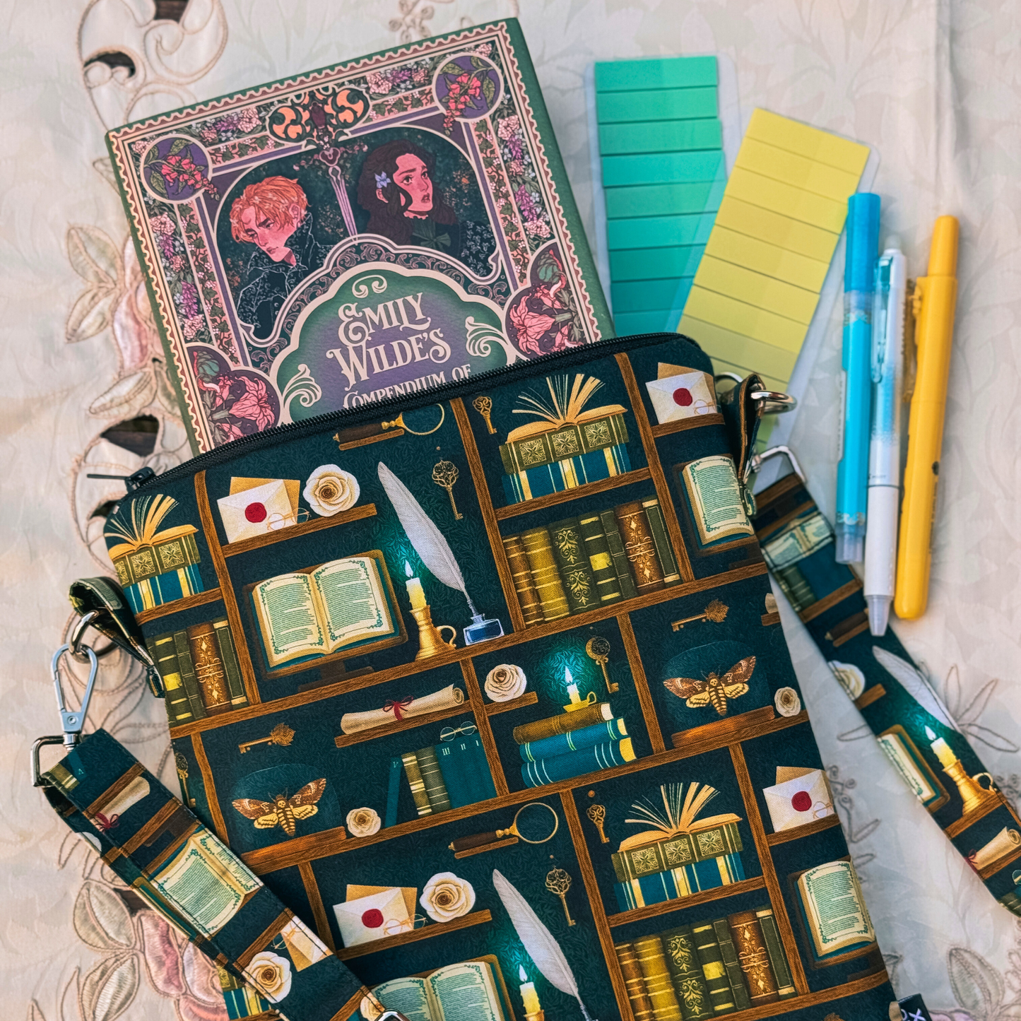 Dark Academia in Teal crossbody sleeve