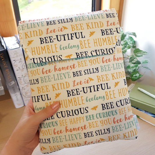 Bee Kind padded book sleeve