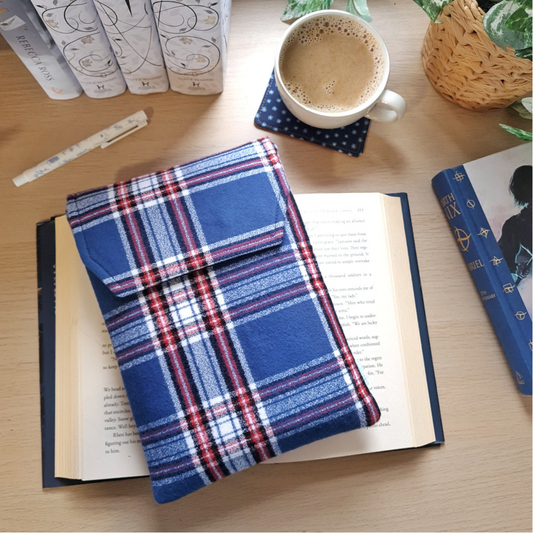 Blue Flannel padded book sleeve