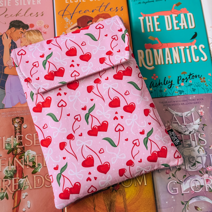 Cherry Hearts padded book sleeve