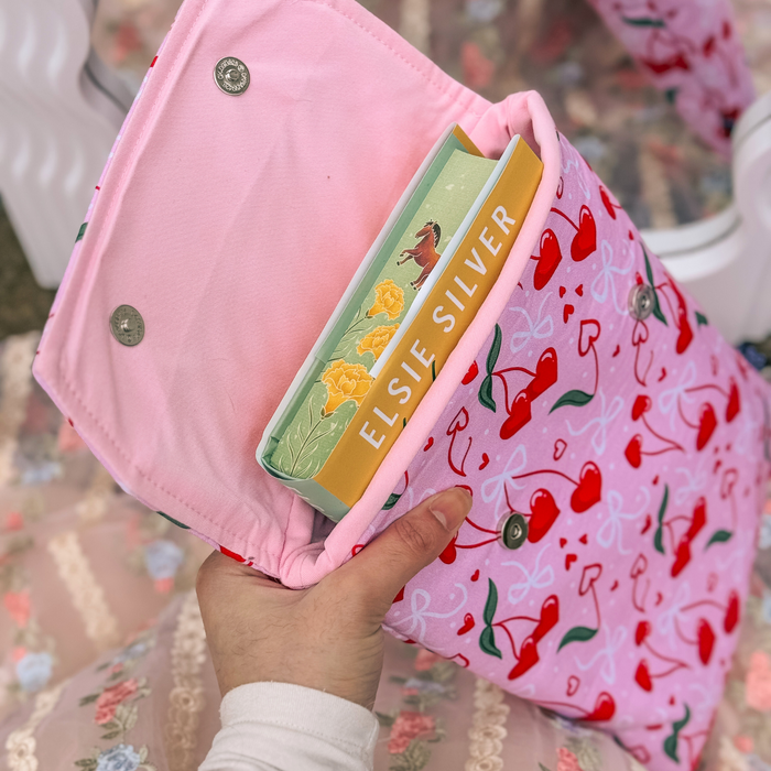 Cherry Hearts padded book sleeve