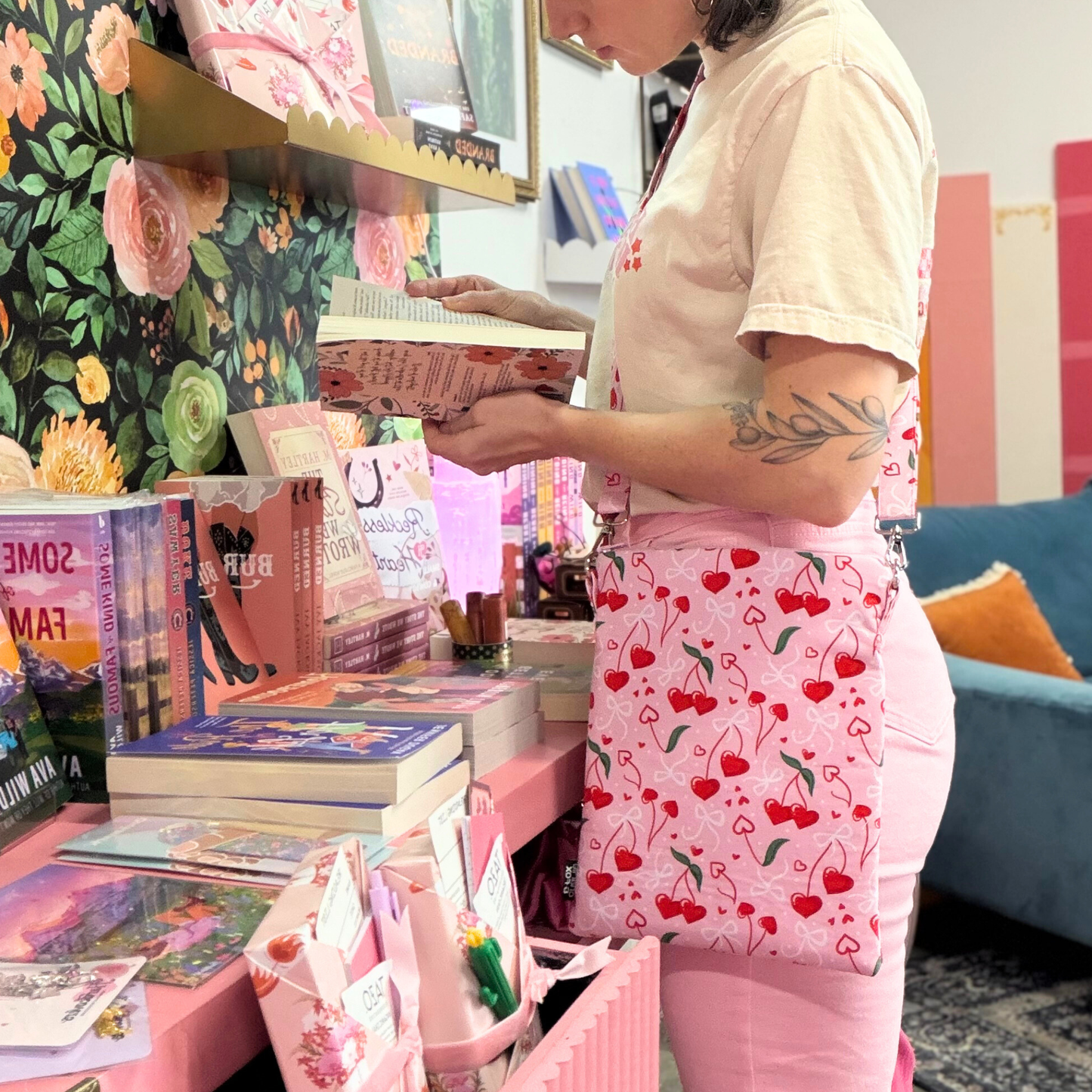 Cherry Hearts crossbody sleeve