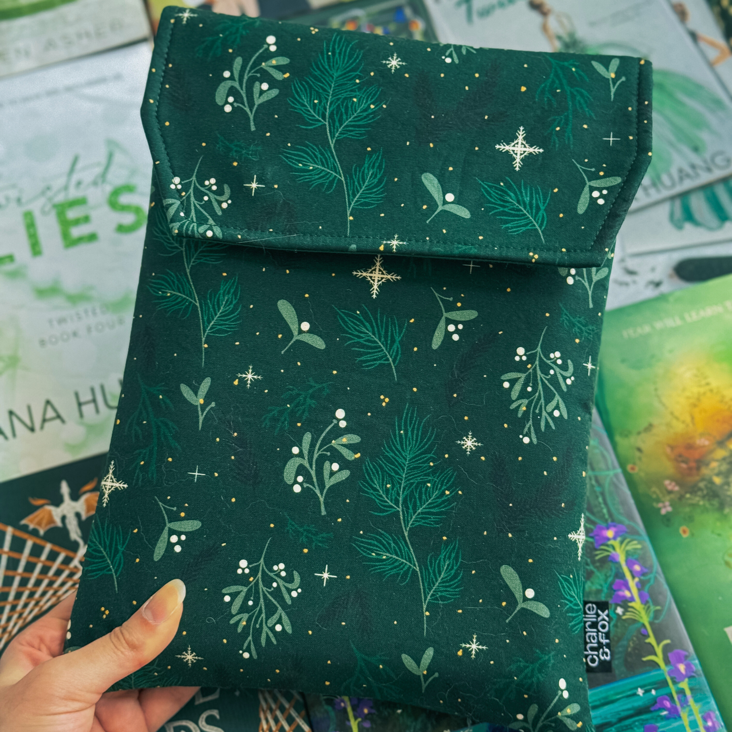 Christmas Botanical padded book sleeve