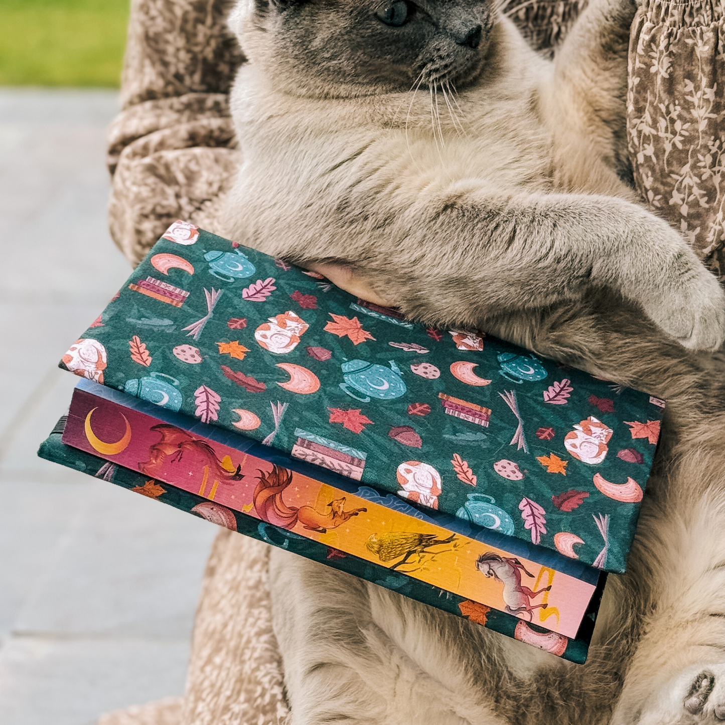 Cozy Reads in Forest fabric dust jacket