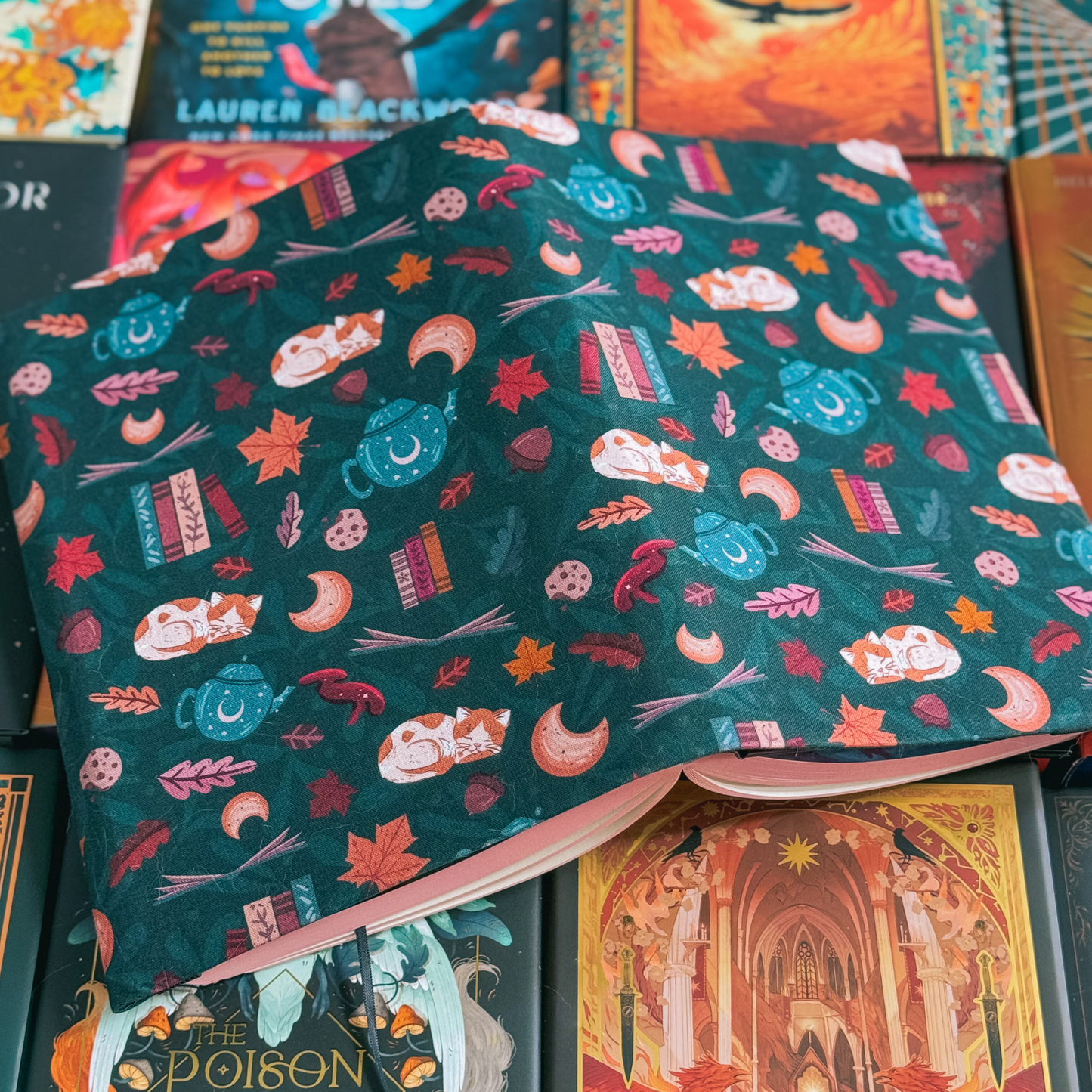 Cozy Reads in Forest fabric dust jacket