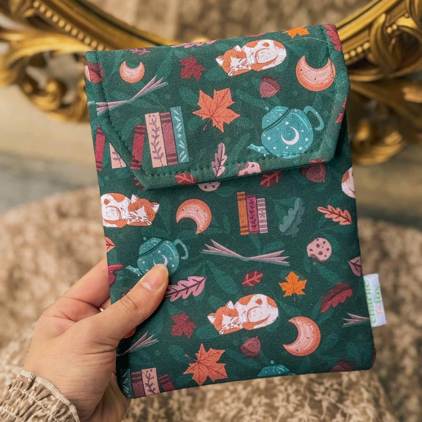 Cozy Reads in Forest padded e-reader sleeve