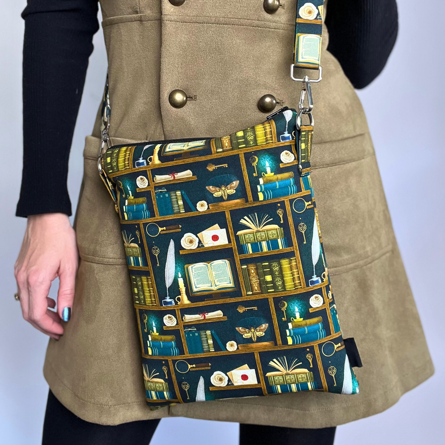 Dark Academia in Teal crossbody sleeve