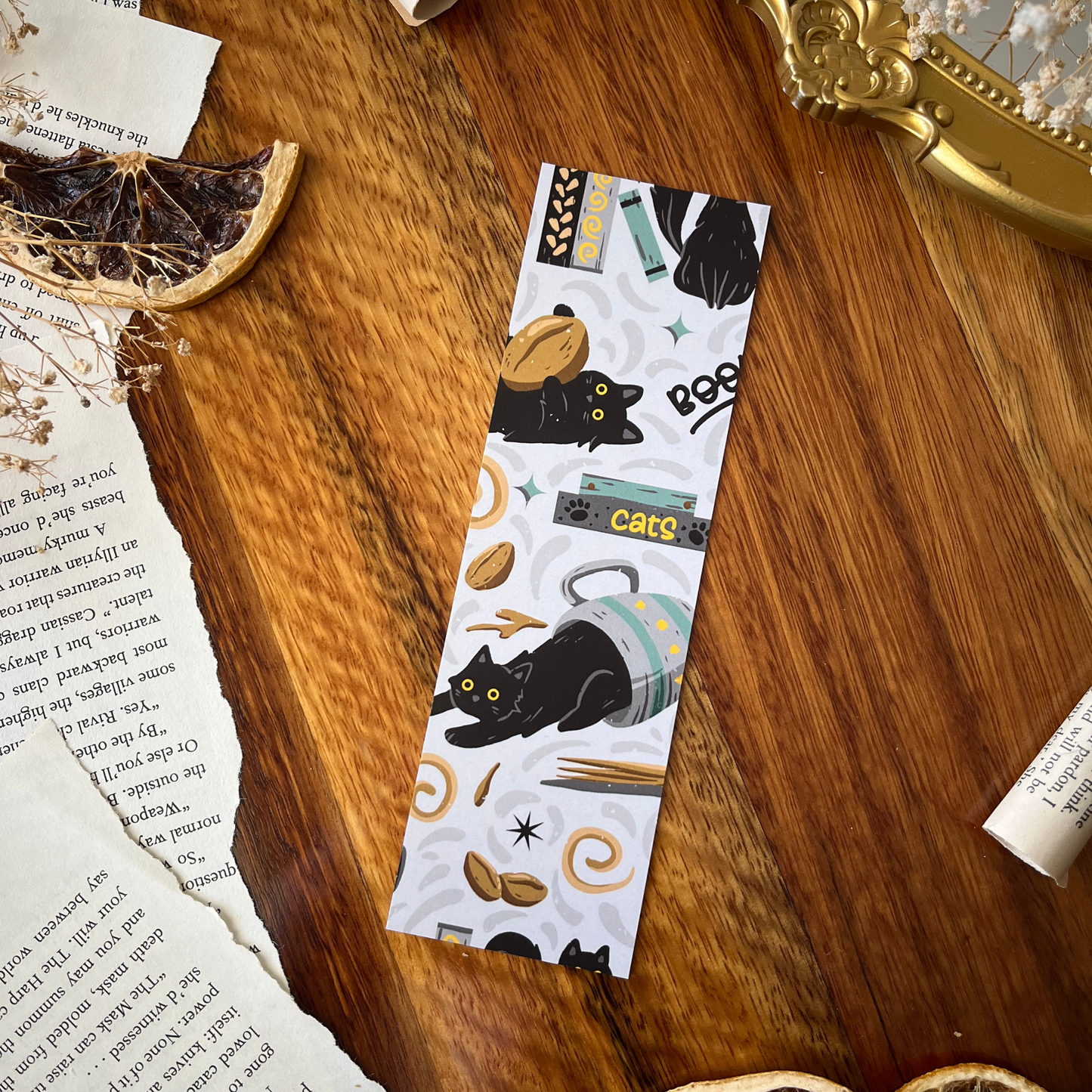 Feline Fables double-sided bookmark