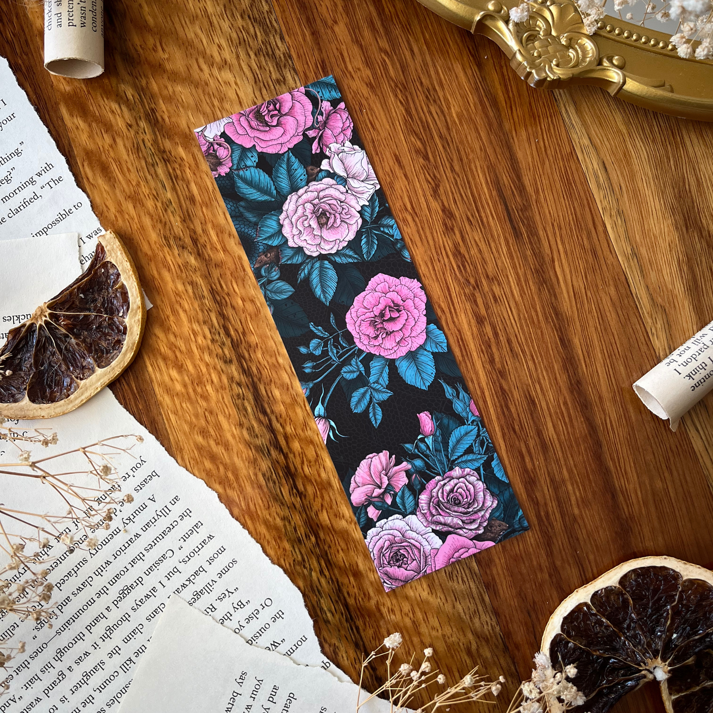 Hidden Roses double-sided bookmark