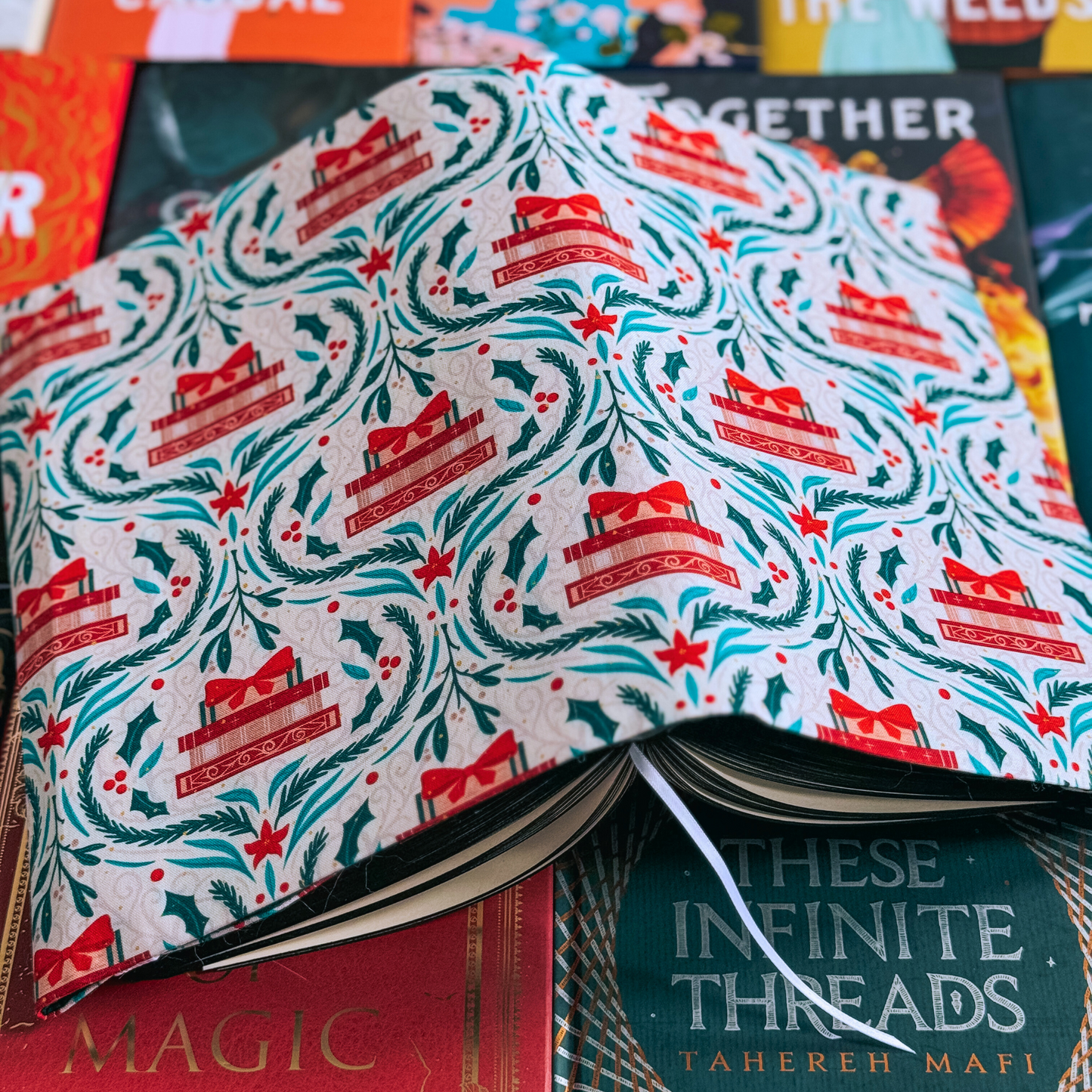 Holiday Reads fabric dust jacket