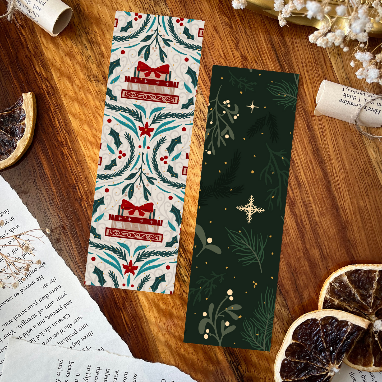 Christmas Holidays double-sided bookmark