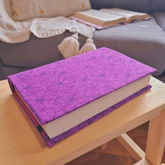 Magenta Purple Floral fabric book cover