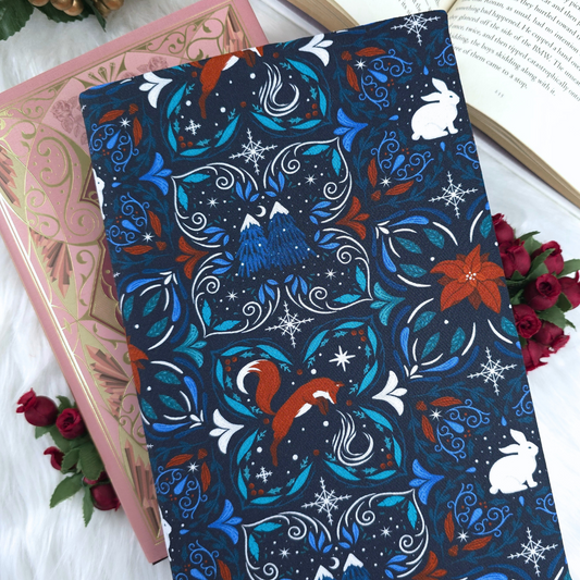 Midnight Winter Fox fabric dust jacket