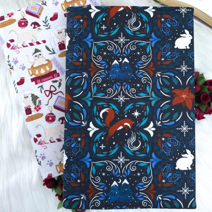Midnight Winter Fox fabric dust jacket