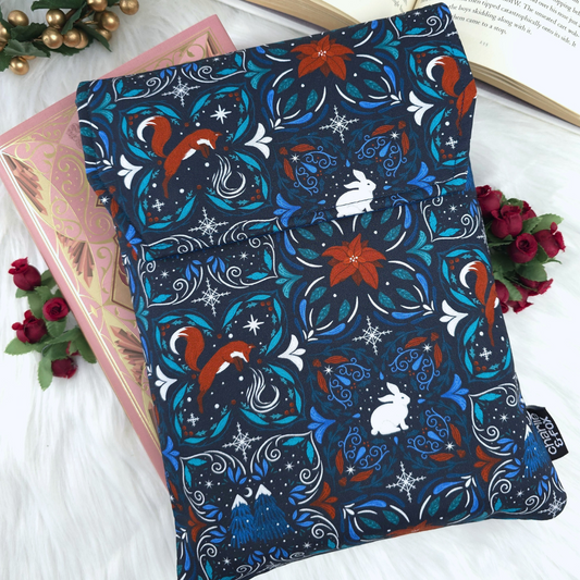 Midnight Winter Fox padded book sleeve