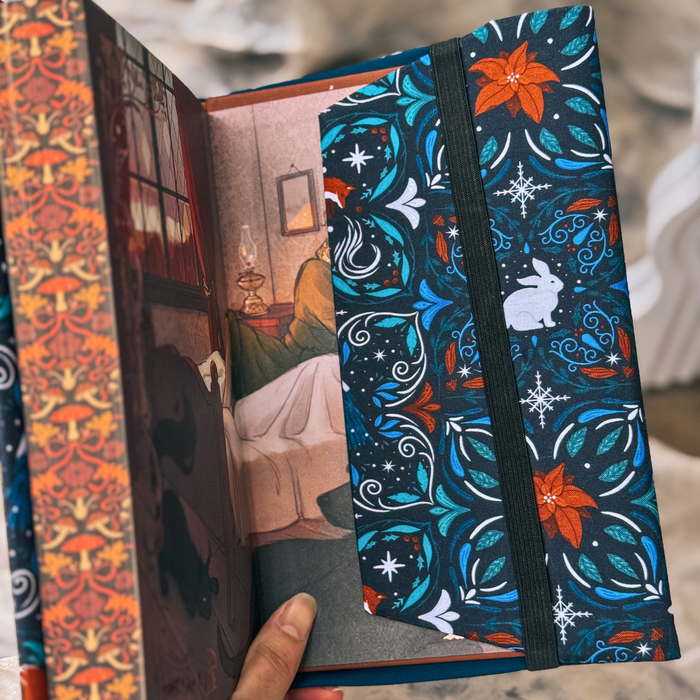 Midnight Winter Fox fabric dust jacket