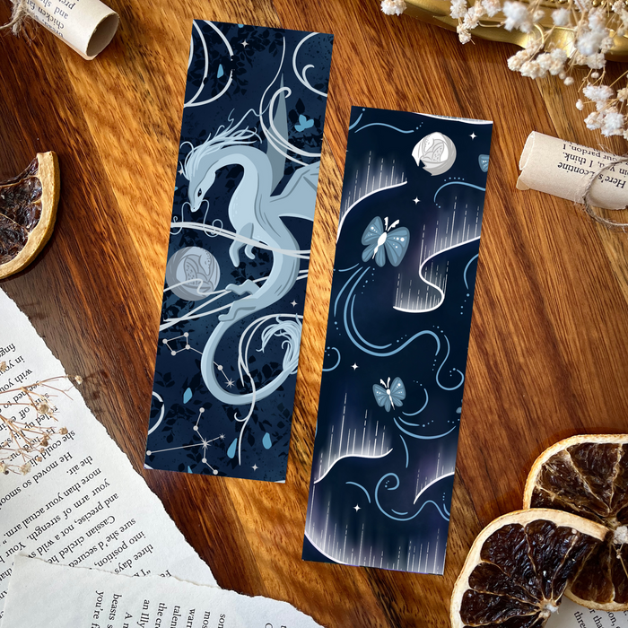 Moonplume Dragon-Aurora double-sided bookmark (When The Moon Hatched)