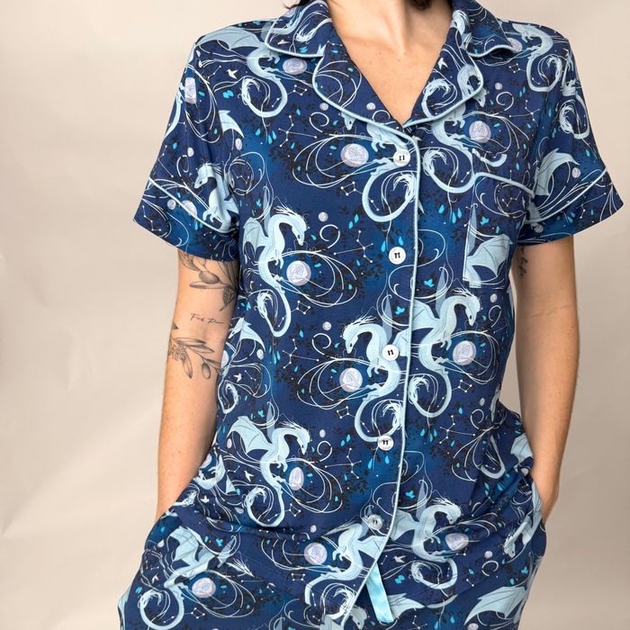 Moonplume Dragon PJ button-up shirt (When The Moon Hatched - Sarah A. Parker)