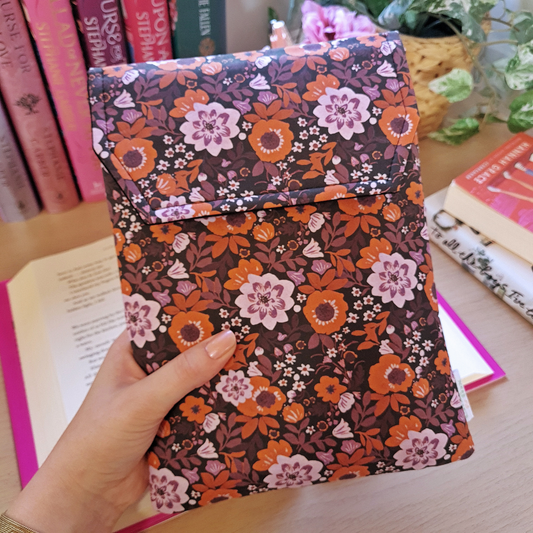 October Floral padded book sleeve