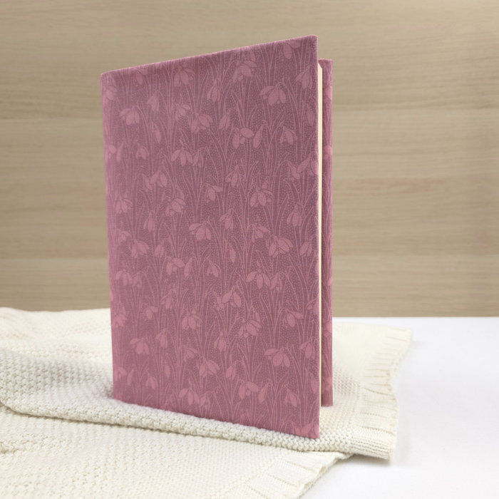 Snowdrops in Dusty Rose fabric dust jacket