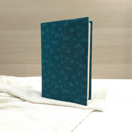 Snowdrops in Ocean Blue fabric dust jacket