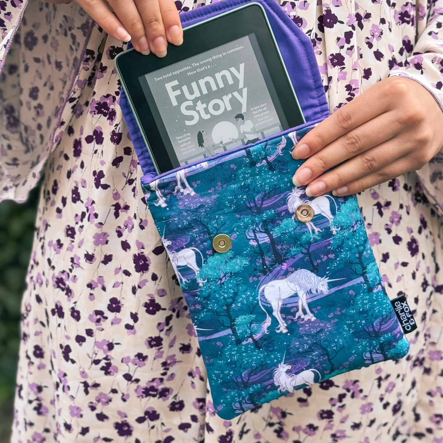 Unicorn Forest padded e-reader sleeve