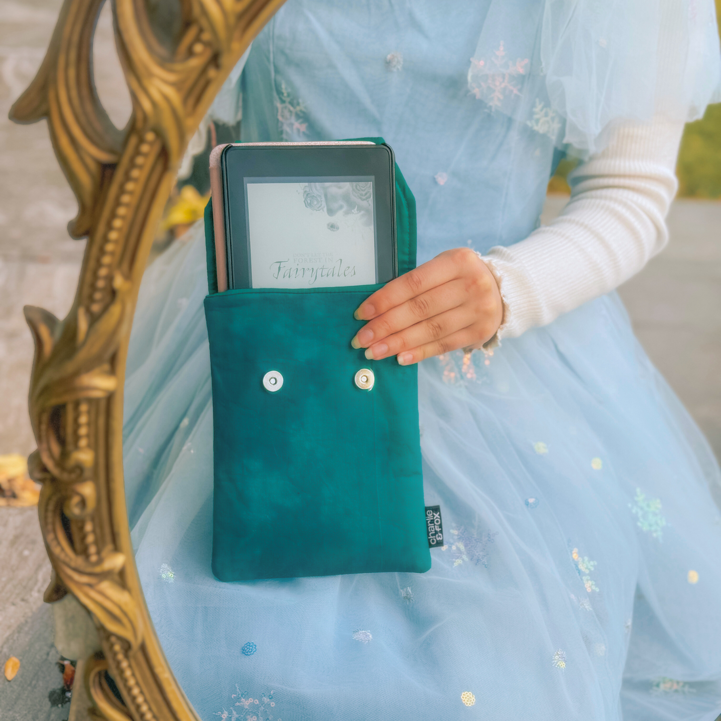 Wonderland in Teal e-reader sleeve