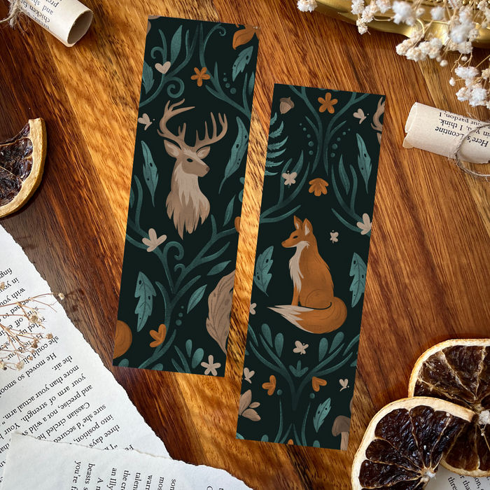 Woodland double-sided bookmark